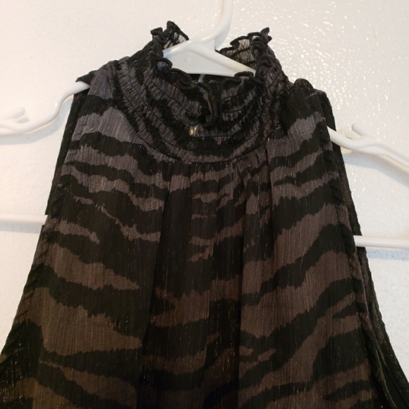 Black silver sparkle leopard high neck dressy - Picture 5 of 7
